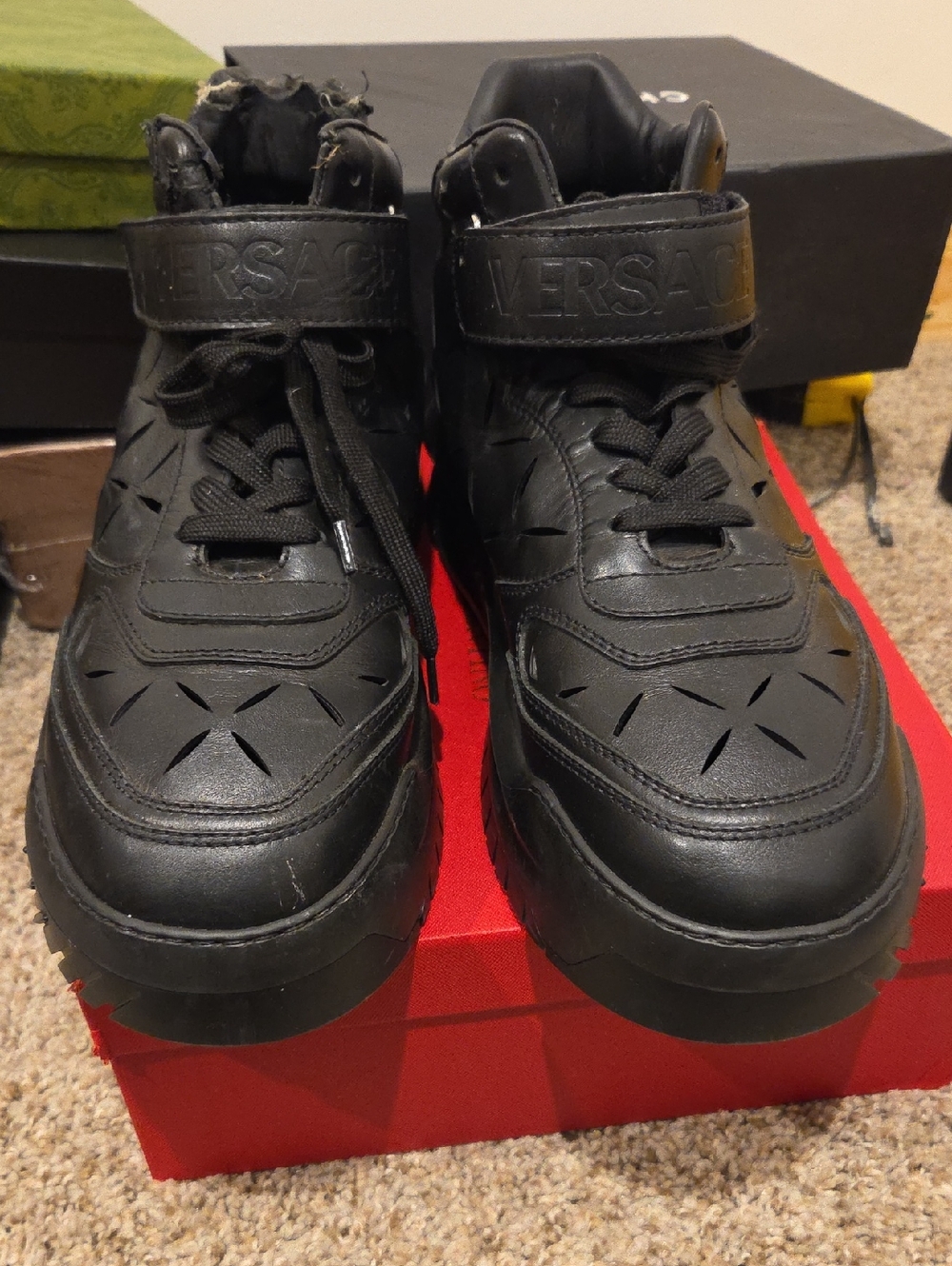 AUTHENTIC Versace Odissea Platform Leather Sneakers DAMAGED